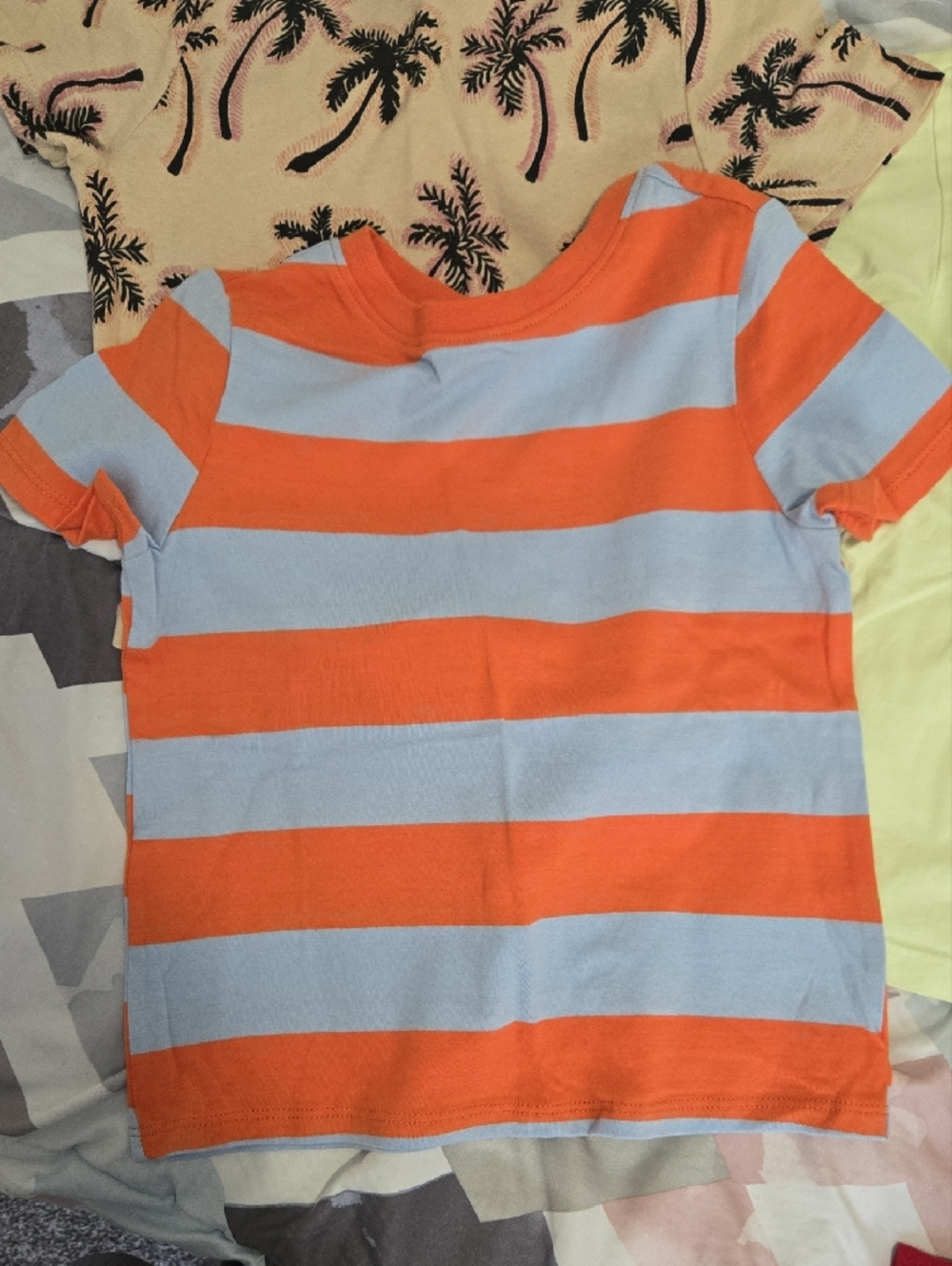 Children's Striped Orange & Light Blue T-Shirt - Picture 5 of 6
